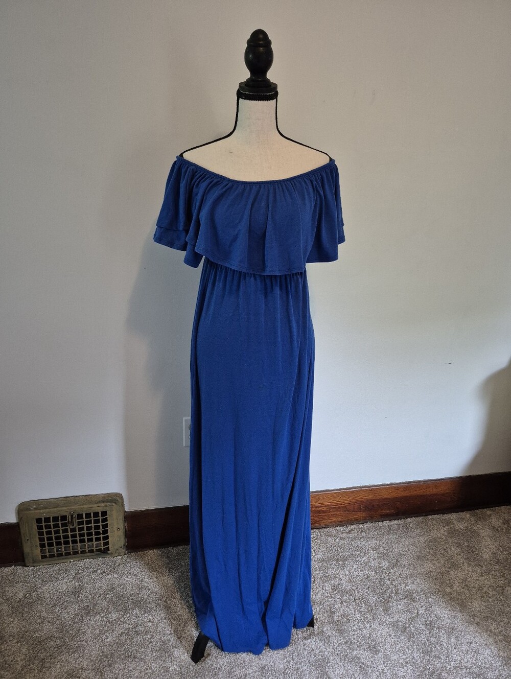 Off-Shoulder Royal Blue Maxi Dress - Classic Women's Summer Style By Pink Blush